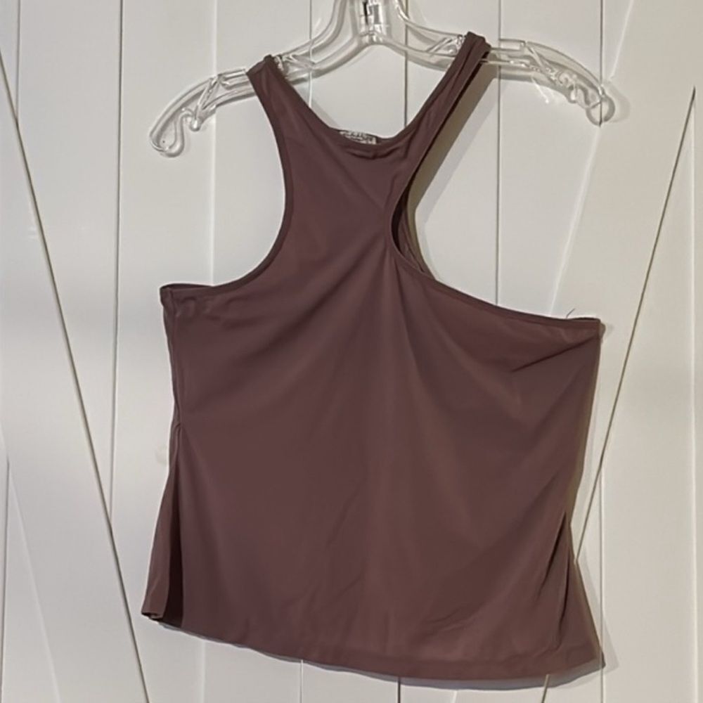 NWOT Free People Intimately Brown Asymmetrical High Neck Tank Top Sz L